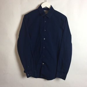 Express 1MX Men's Fitted LongSleeve Shirt Med Blue